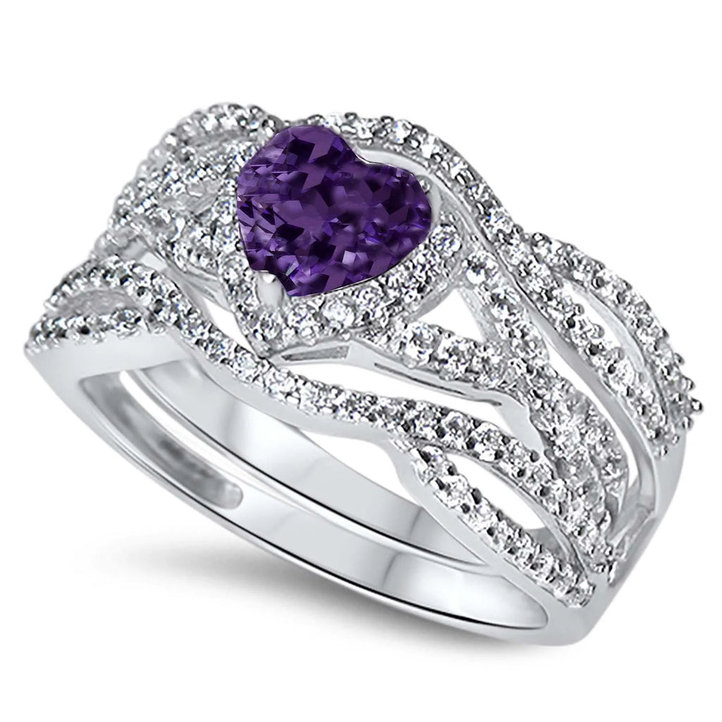 Purple Heart Sterling Silver Ring Guard Wrap Set Size 5 K476399