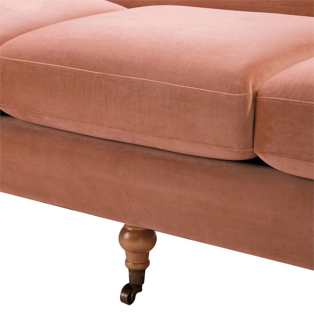 Peach Orange Hardwood Sofa with Metal Casters R104257