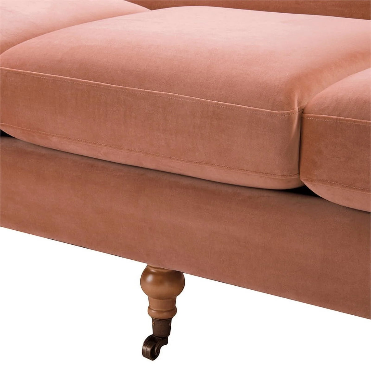Peach Orange Hardwood Sofa with Metal Casters R104257