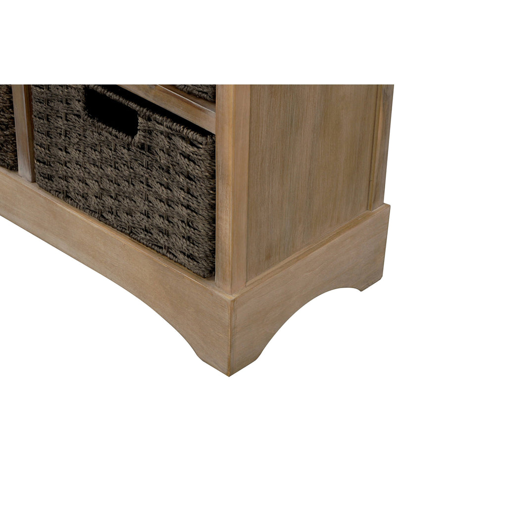 Rustic Storage Cabinet with 2 Drawers and 4 Fabric Basket V5072