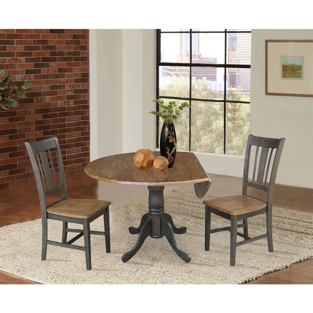 42" Wood Drop Leaf Table with 2 Side Chairs 3 Piece Set O766
