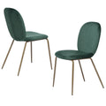 Green Velvet Upholstered Dining Chairs Set of 2 I303