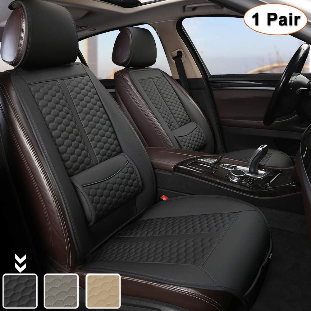 Black Car Seat Covers, 1 Pair with Lumbar Support N31199