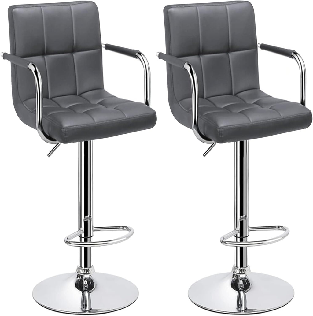 White Set of 2 Swivel Adjustable Bar Stools with Arms R614134