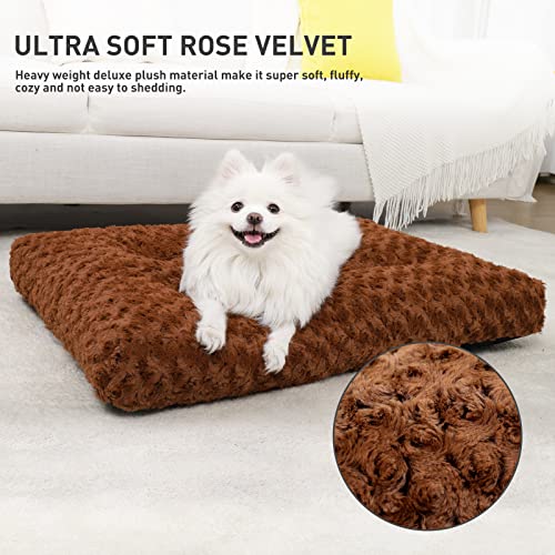 Washable Plush Dog Crate Bed, 35" x 23", Gray J7727