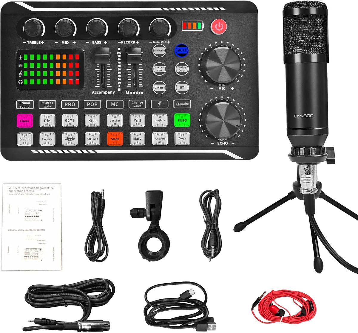 Audio Interface with DJ Mixer and Sound Card Microphone D452