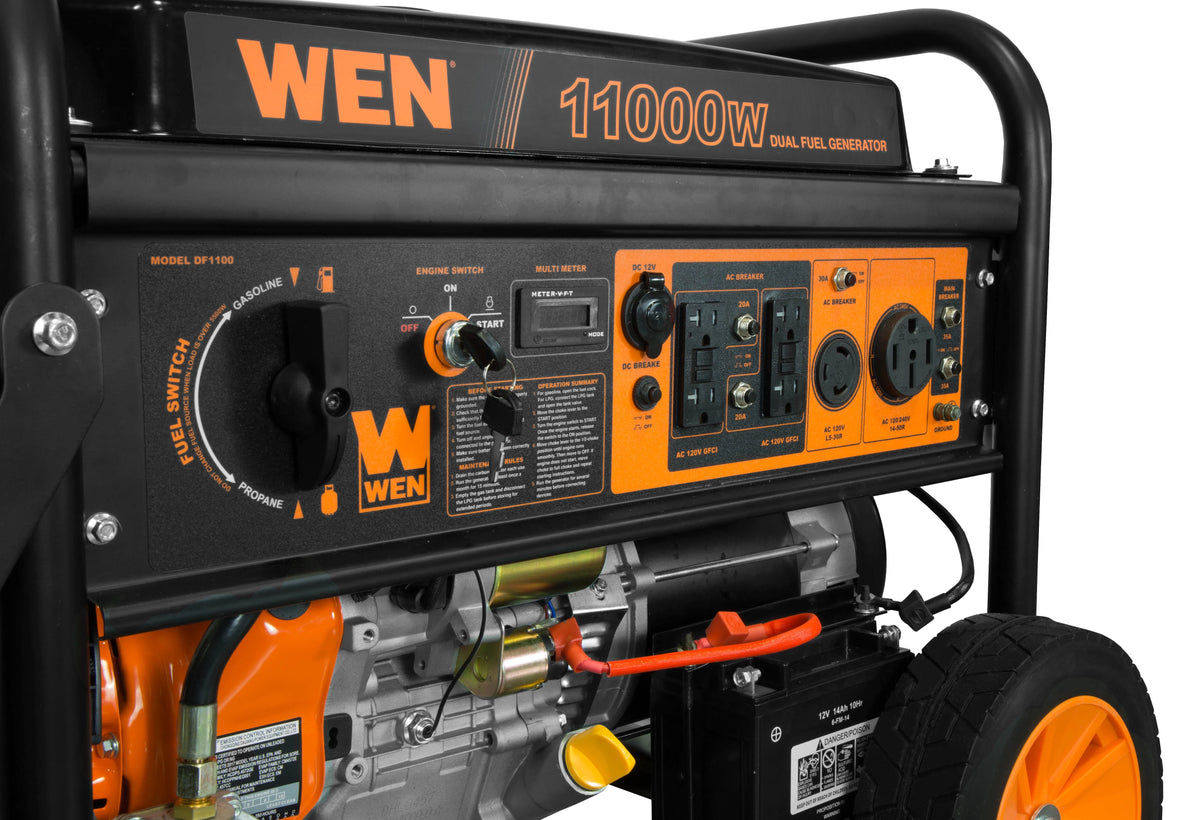 11,000-Watt Dual Fuel Portable Generator with Wheel Kit and Electric Start K42613