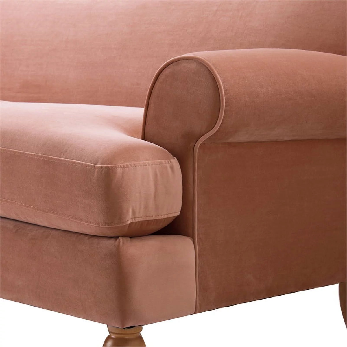 Peach Orange Hardwood Sofa with Metal Casters R104257