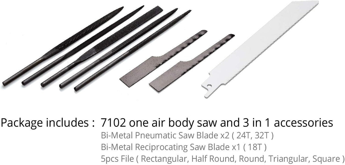 Compact Low Vibration Air Saw with 8 pcs Blade Kit Pneumatic Reciprocating Body Saw W882