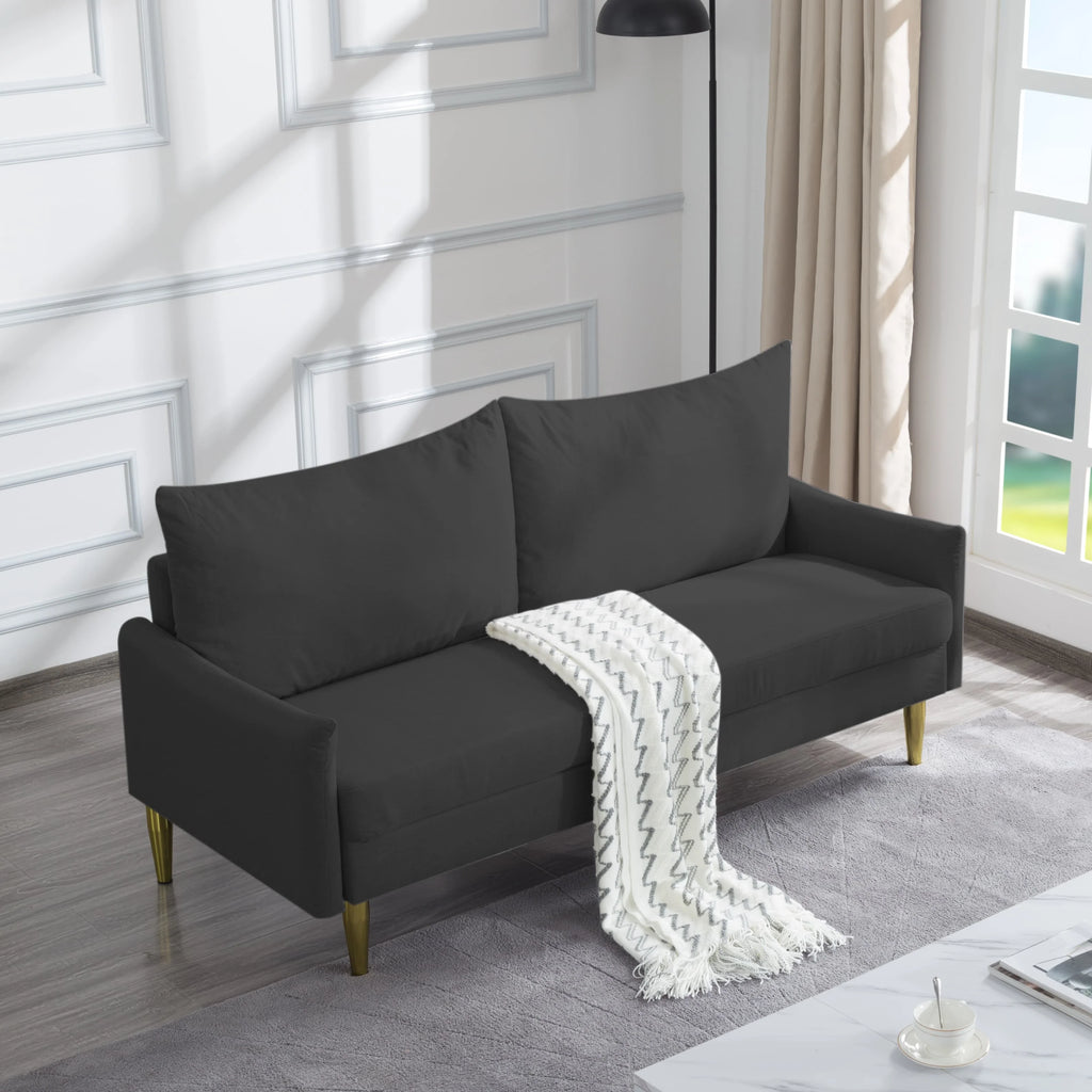 67.5” Couch with Removable Washable Back Cushion Cover, Manufactured Wood Frame, Tapered Metal Legs (Dark Grey) E40059