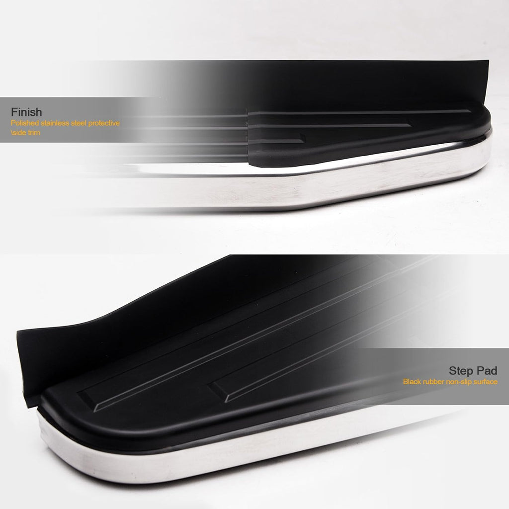 Black Aluminum Running Boards with Chrome Trim U11549