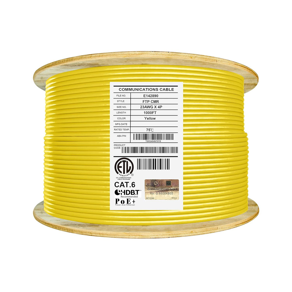 1000ft F/UTP 23AWG Solid Bare Copper Bulk Ethernet Cable Reel L4359