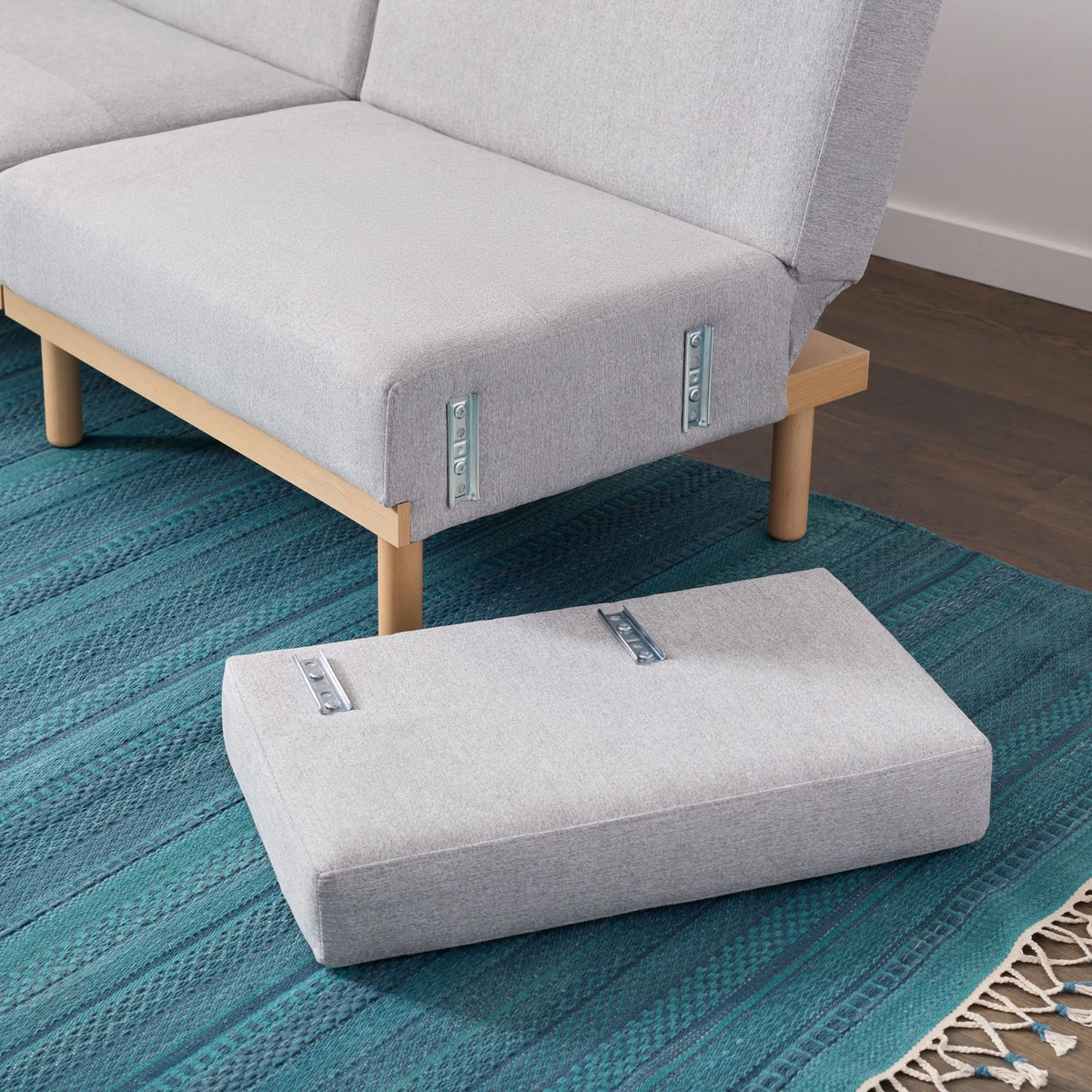 Light Gray Upholstered Wood Base Futon L87162