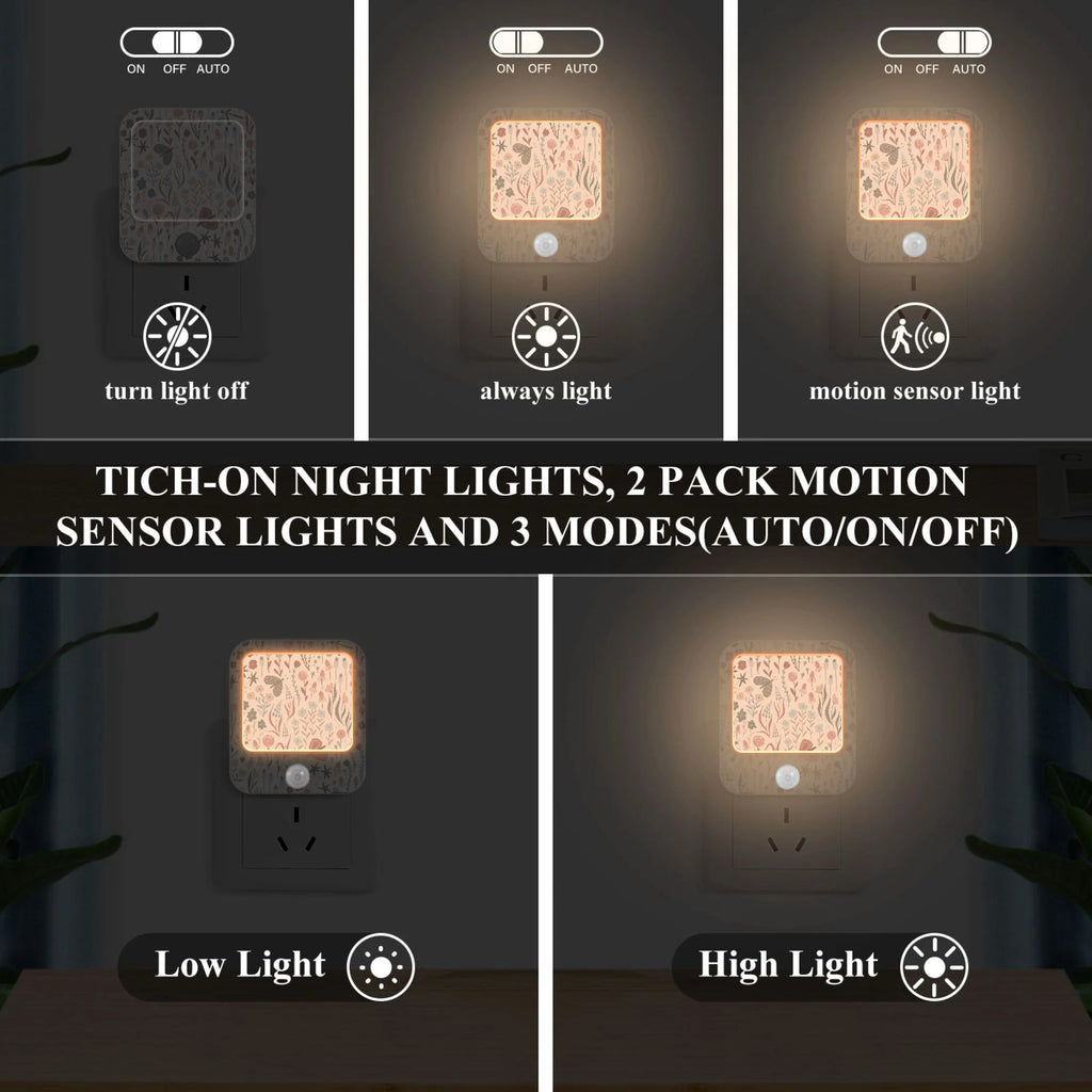 2 Pack LED Motion Sensor Night Light Plug into Wall H26258