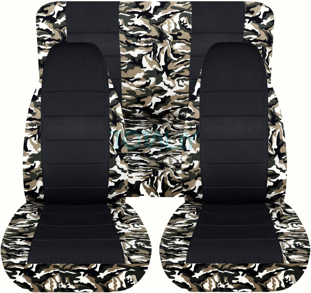Camo & Black Seat Covers Full Set Front Rear 2-Door Z33889