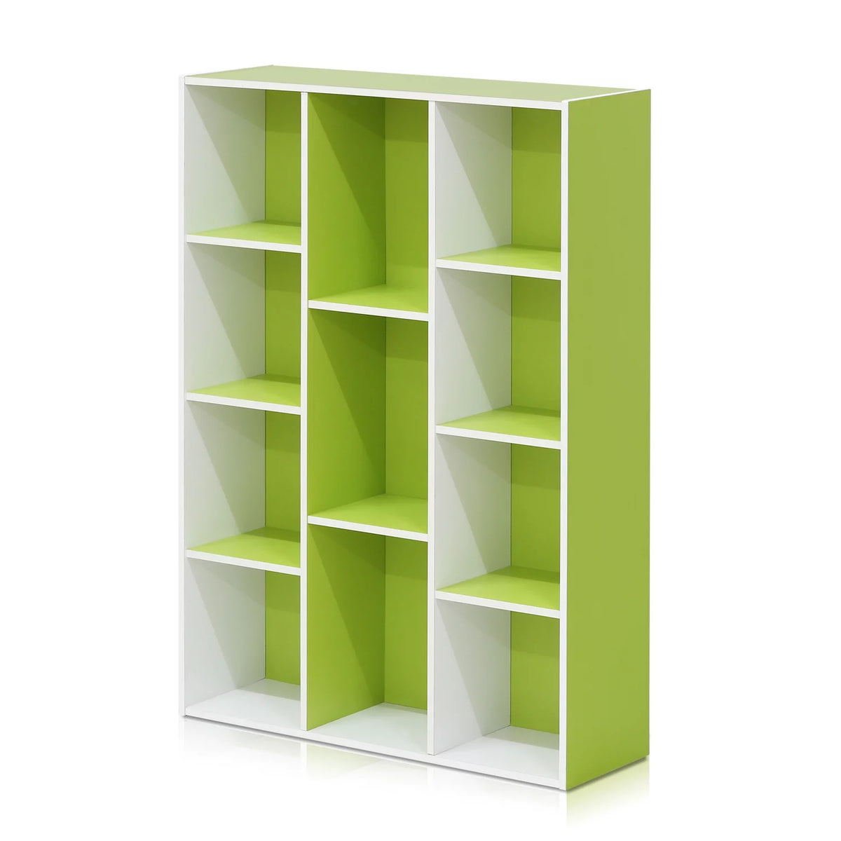 White Green 11 Cube Reversible Open Shelf Bookcase U808277