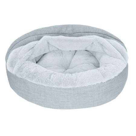 Plush Linen Hooded Donut Pet Bed U6395