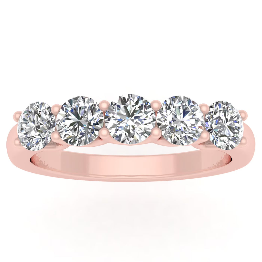 10k Rose Gold Diamond Five Stone Anniversary Band R20009