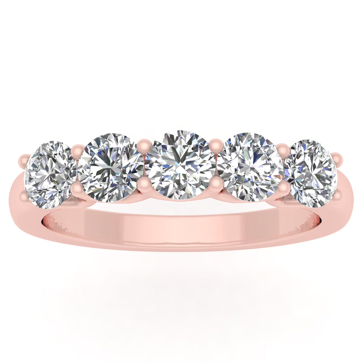 10k Rose Gold Diamond Five Stone Anniversary Band R20009