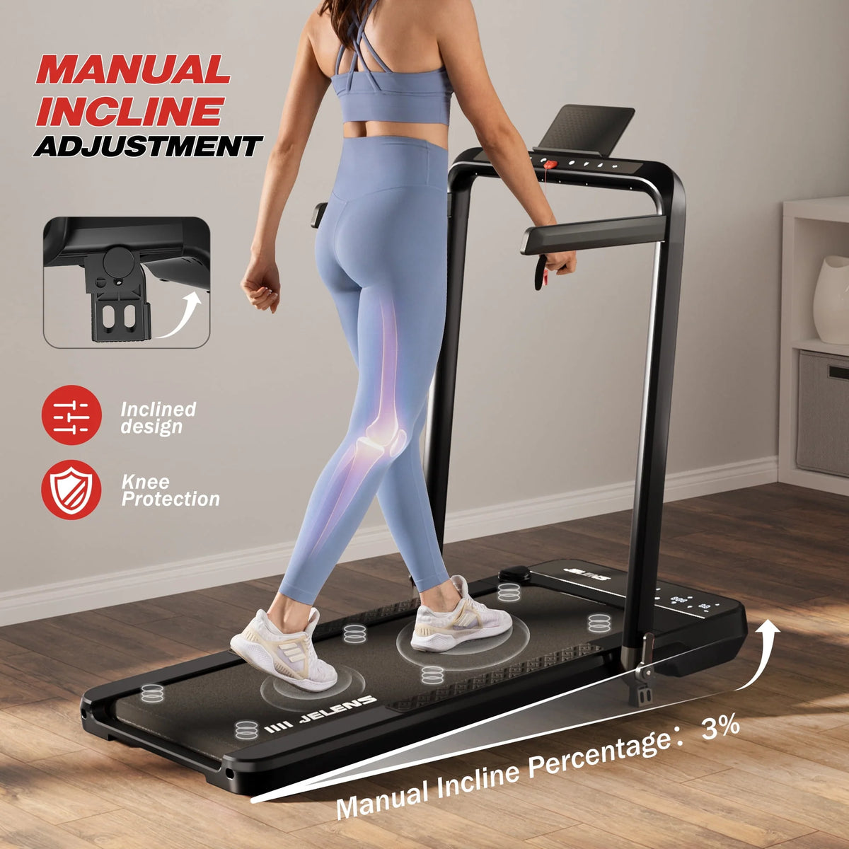 2 in 1 Incline Treadmill Under Desk Walking Pad O337944