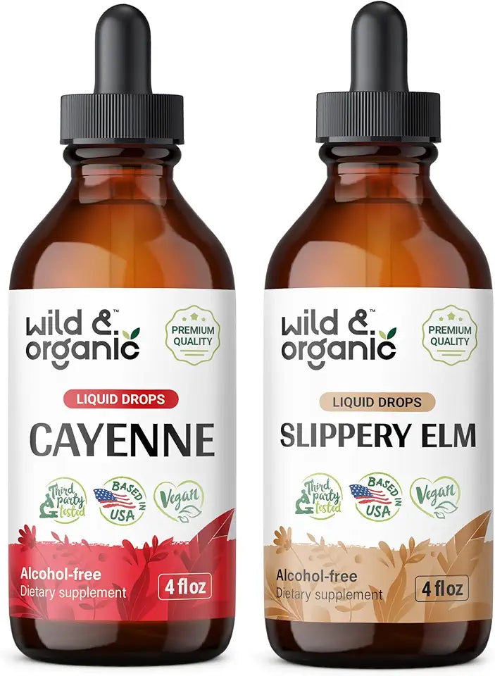 Cayenne Pepper Tincture 4 fl oz & Slippery Elm Tincture 4 fl oz B2054