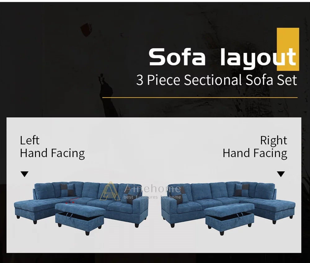 Sectional Sofa with Chaise and Ottoman F712025