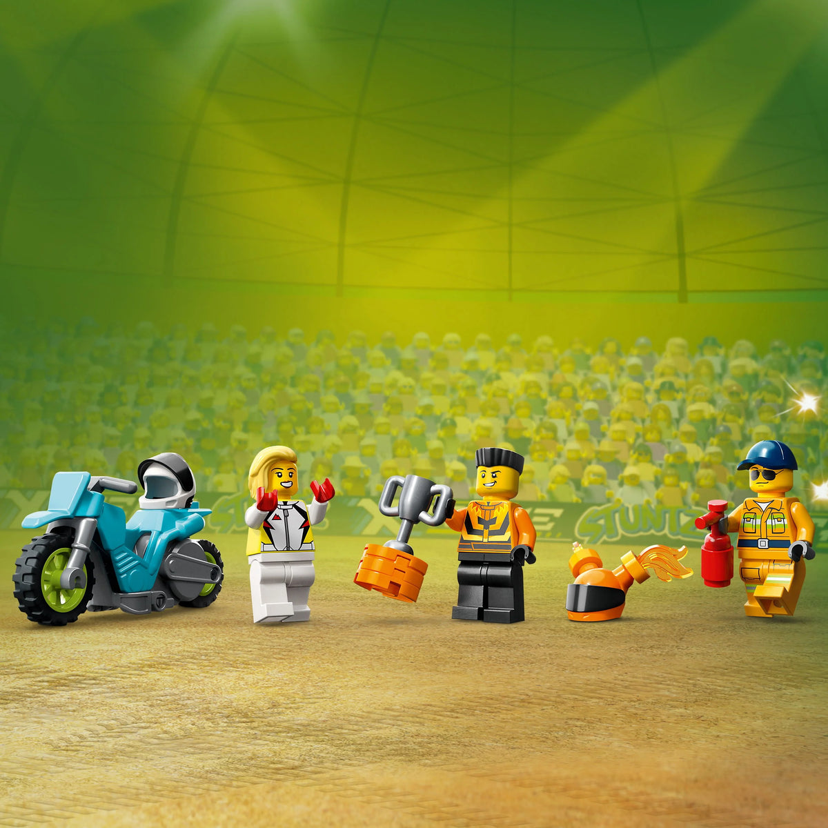 Stunt Truck & Ring of Fire Challenge with Motorcycle Toy and Minifigures O603295