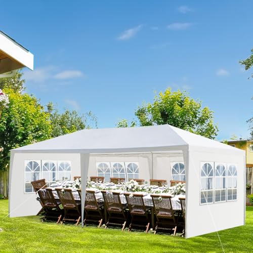 10x30 Waterproof White Canopy Tent with 8 Removable Sidewalls V6122