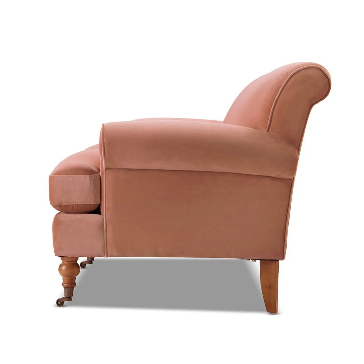 Peach Orange Hardwood Sofa with Metal Casters R104257