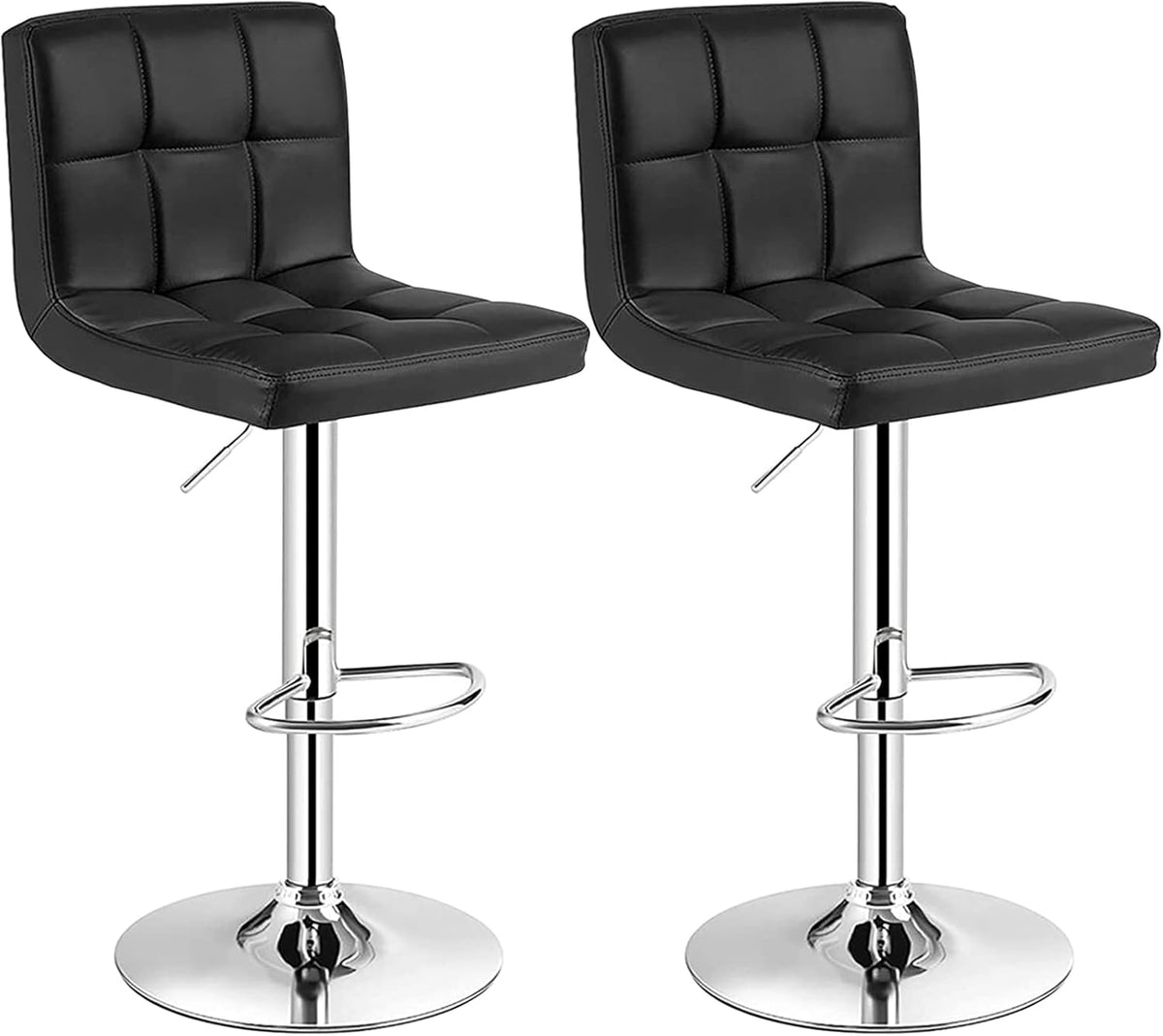 White Set of 2 Swivel Adjustable Bar Stools with Arms R614134