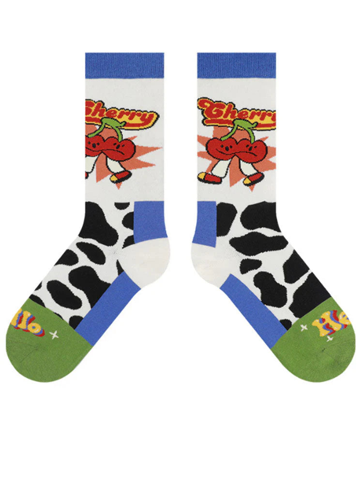 Cute Cartoon Pattern Color Block Socks A22481