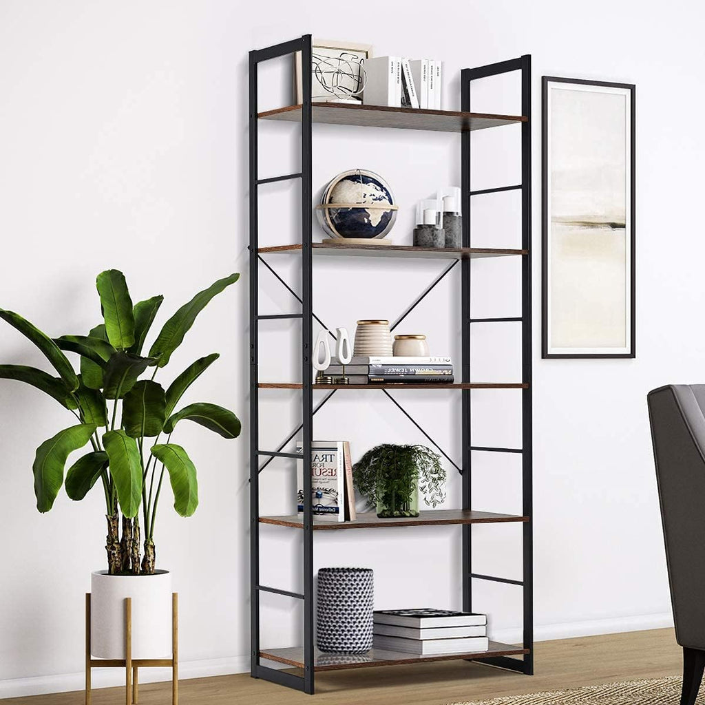 5 Tier Wood and Metal Bookshelf T7221