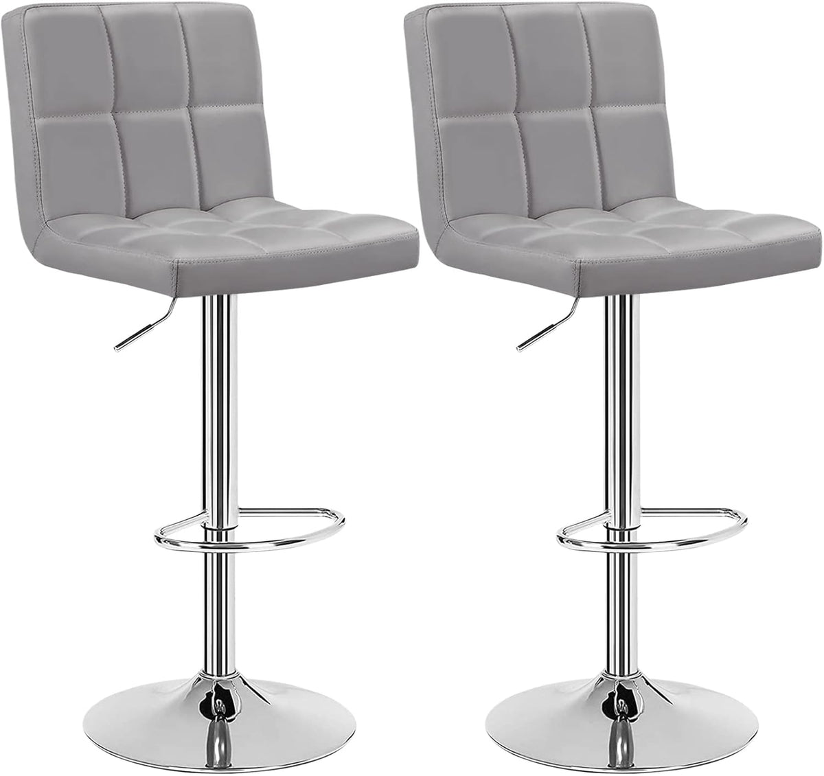 White Set of 2 Swivel Adjustable Bar Stools with Arms R614134