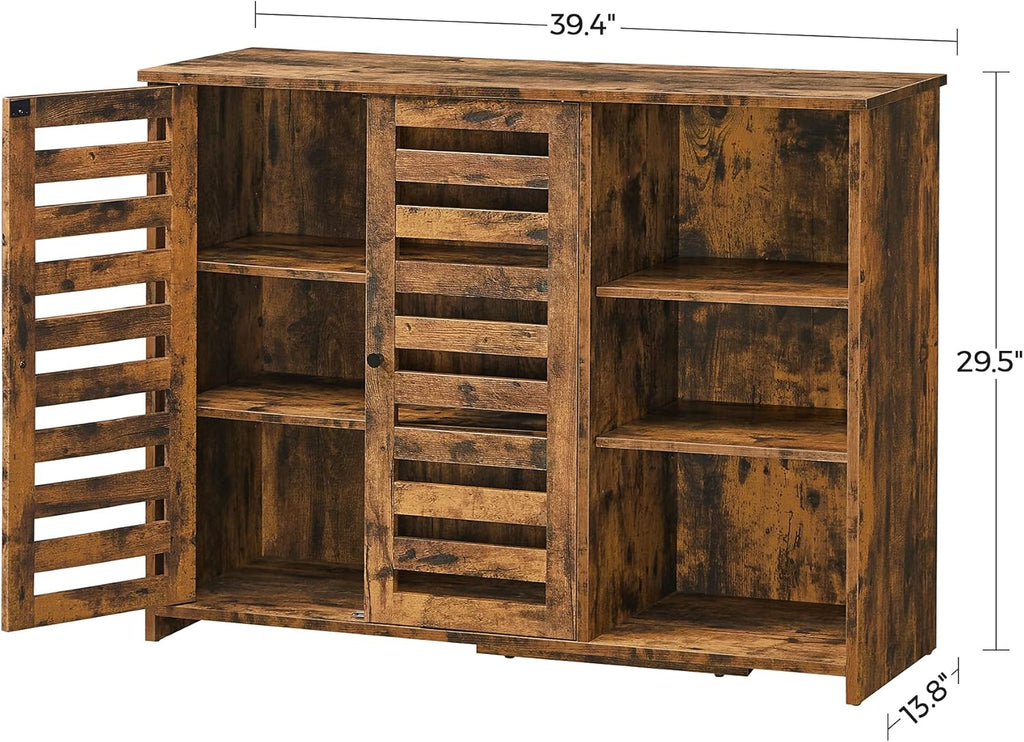 Buffet Cabinet with Louvered Doors and 3 Open Shelves I36986