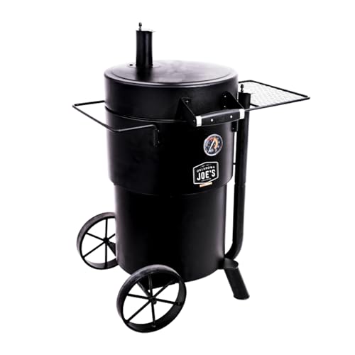 Black Barrel Drum Smoker with Porcelain Coated Steel R1403
