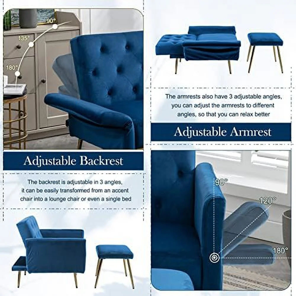 Modern Velvet Accent Chair with Ottoman F190087