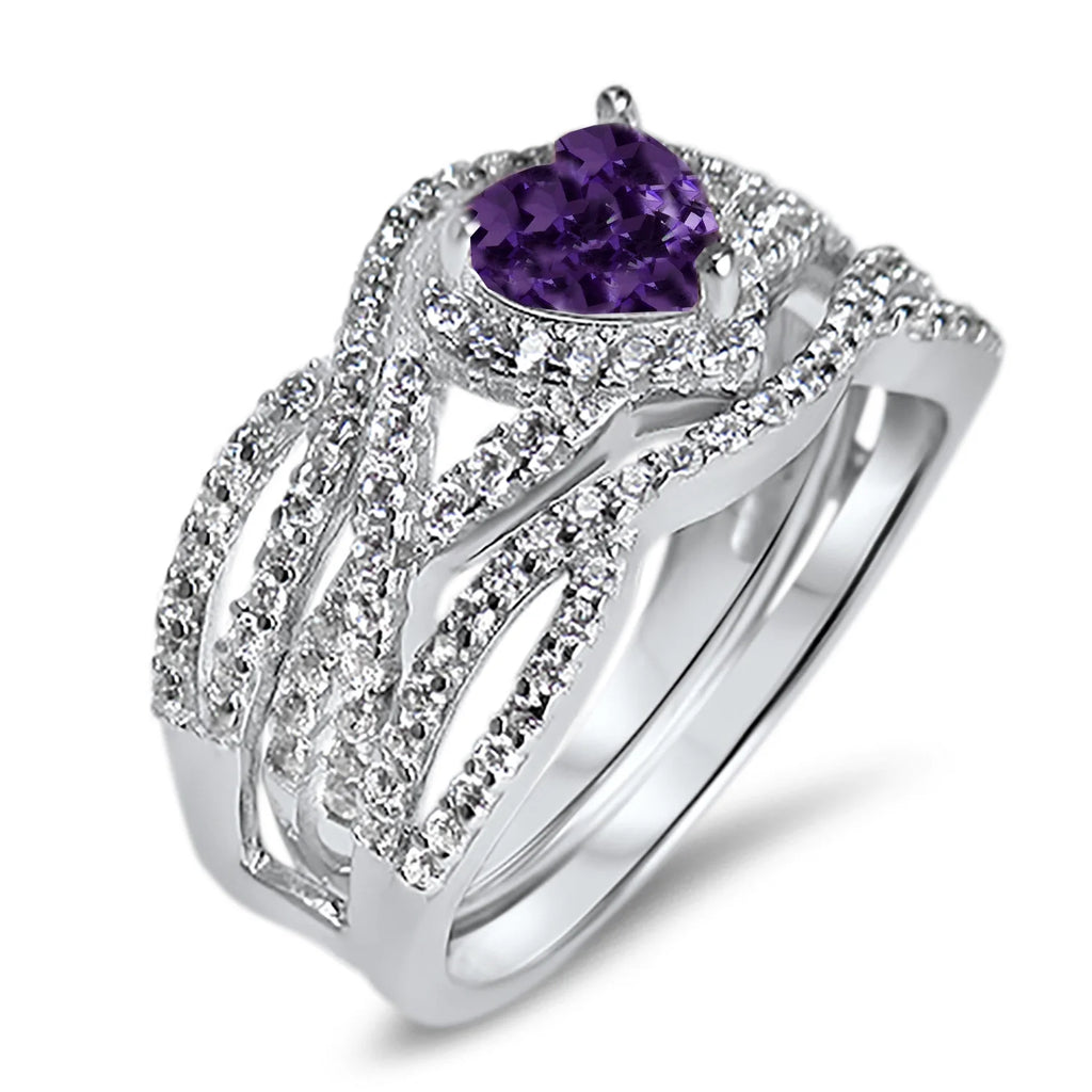Purple Heart Sterling Silver Ring Guard Wrap Set Size 5 K476399