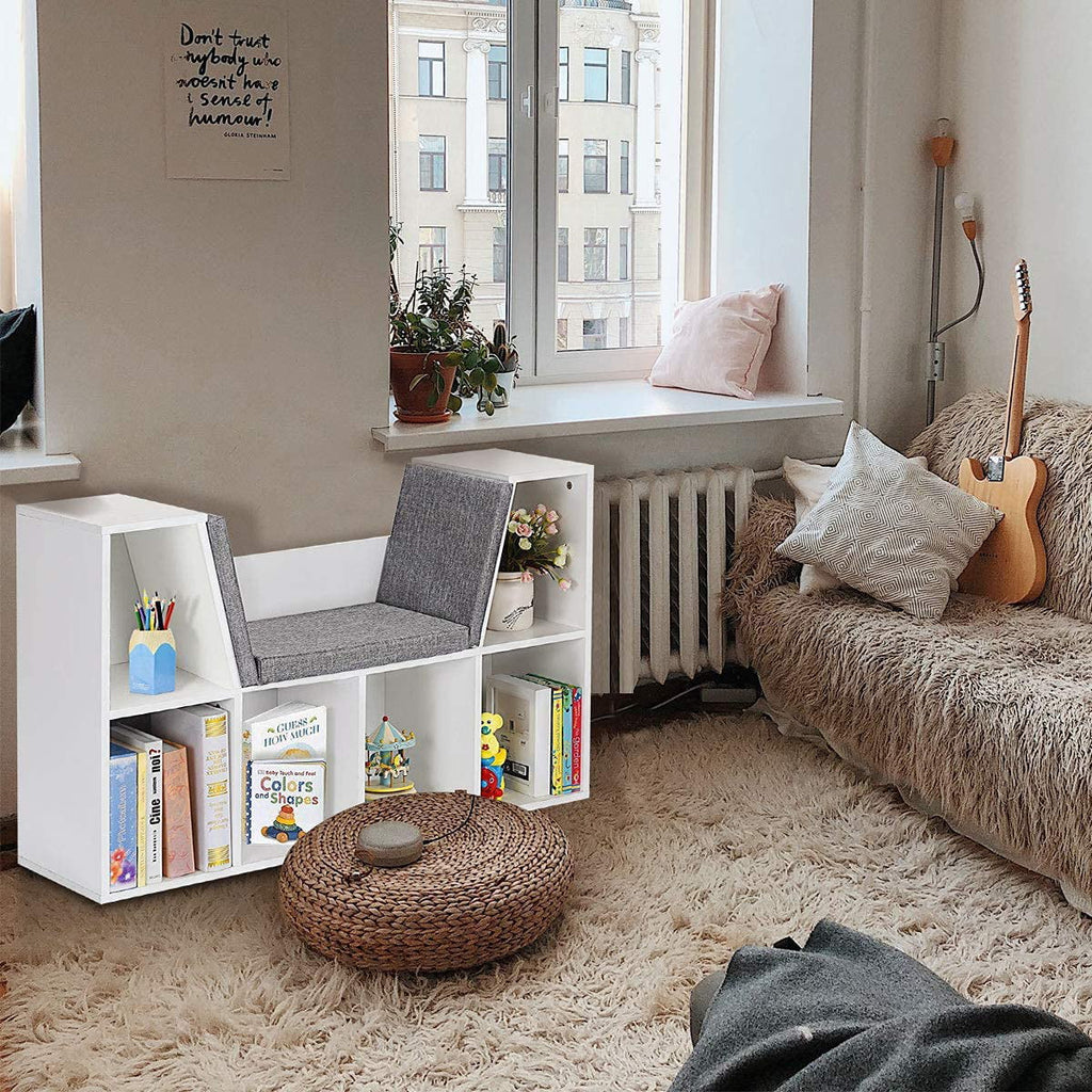 Kids Bookcase with Cushioned Reading Nook N49364