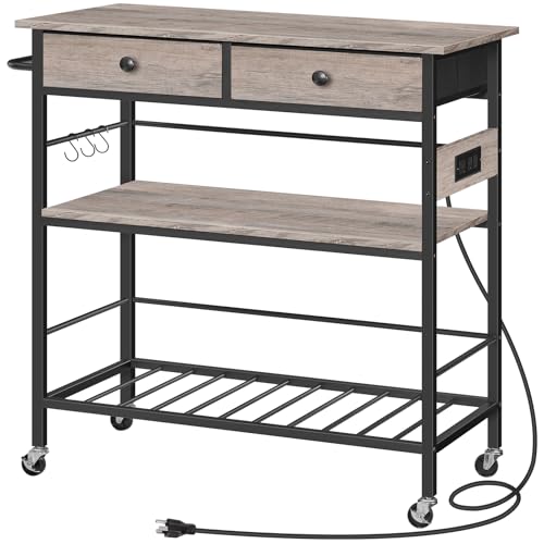 Rustic Brown Kitchen Island with Storage Z837