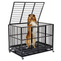 48” Black Heavy Duty Metal Dog Cage with Wheels Q1958