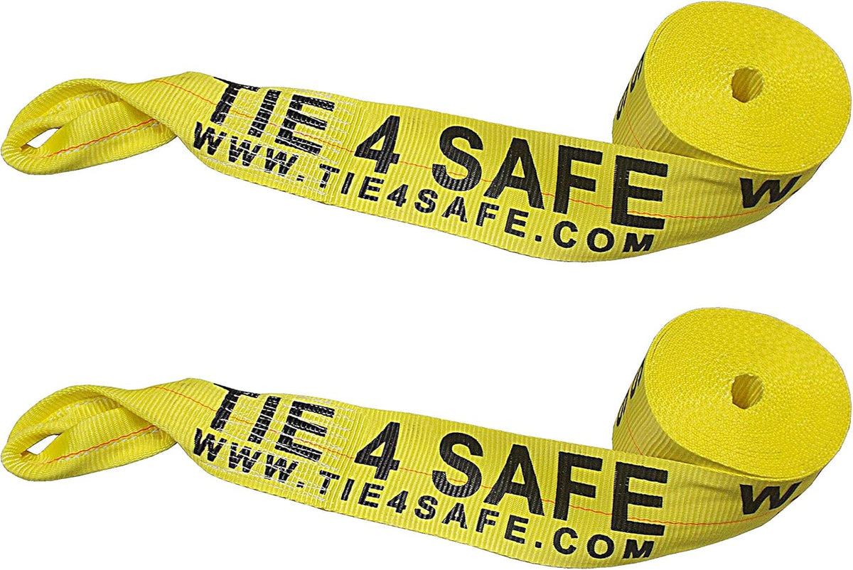 4" x 30' Heavy Duty Twisted Sewn Loop Winch Strap Tie Down (Black, 8 - Pack) L857628