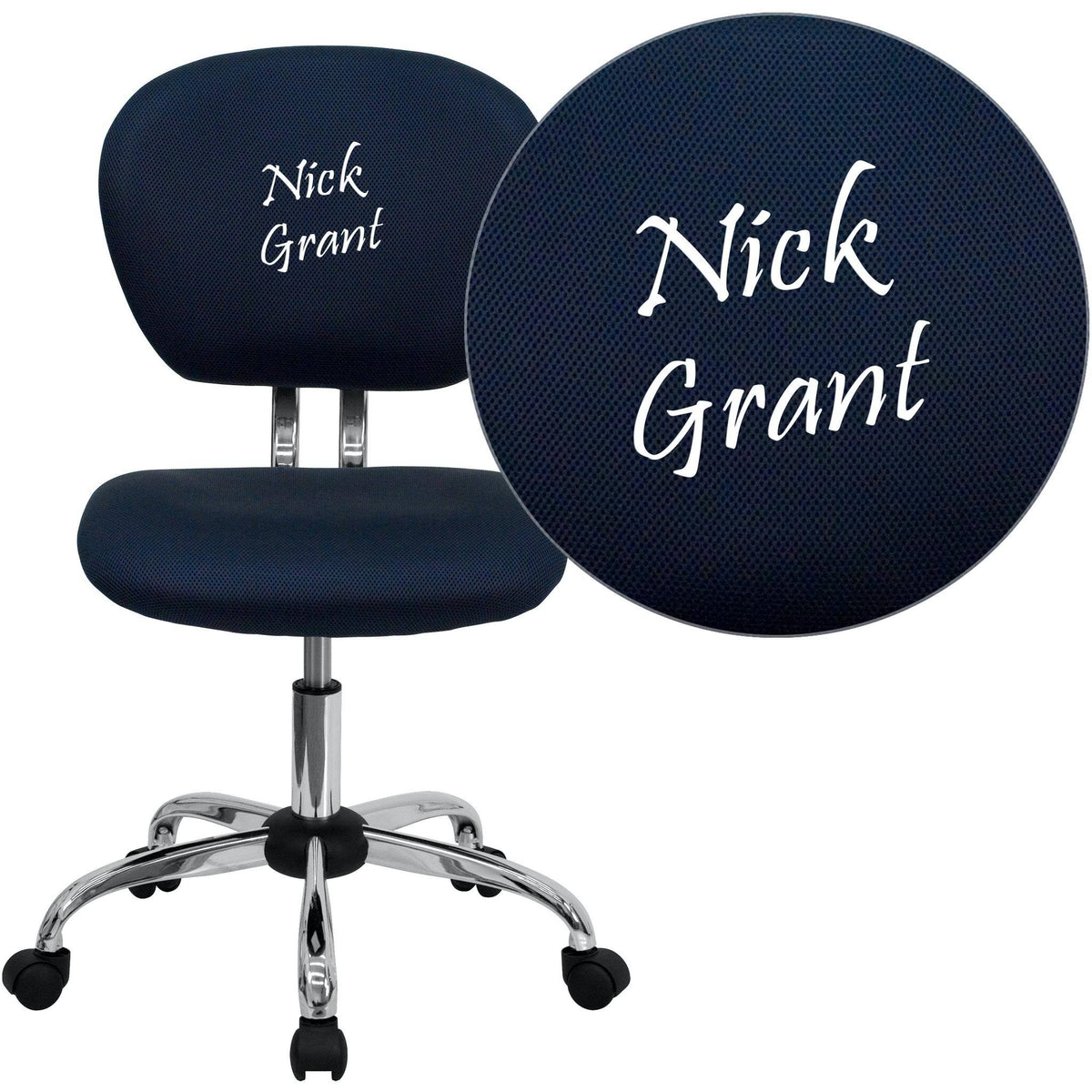 Navy Mesh Swivel Task Chair with Chrome Base Q307