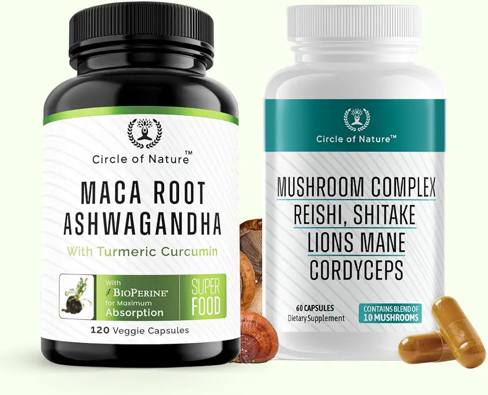 Maca Root Ashwagandha & Mushroom Supplement W2774