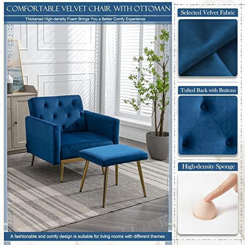 Modern Velvet Accent Chair with Ottoman F190087