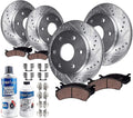 12 Front & Rear Drilled & Slotted Rotors + Ceramic Pads 10pc Set T925