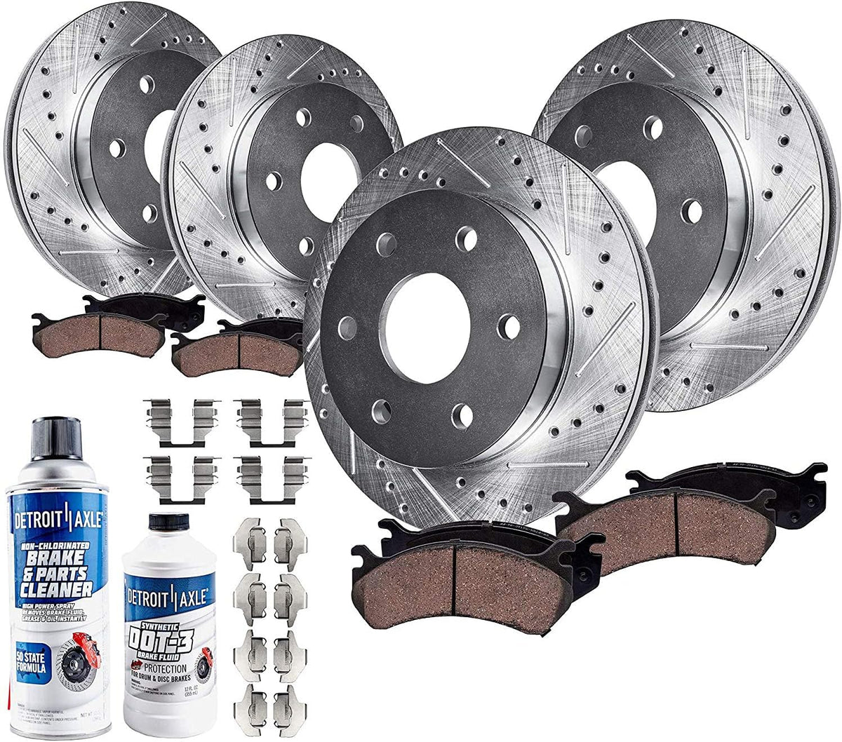 12 Front & Rear Drilled & Slotted Rotors + Ceramic Pads 10pc Set T925