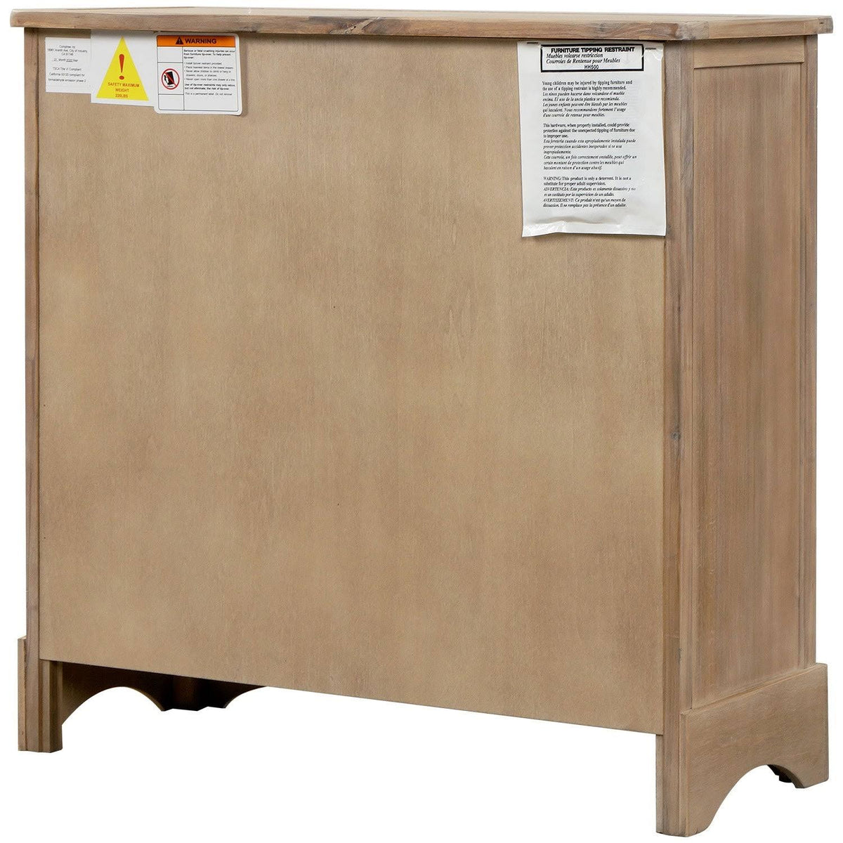 Rustic Storage Cabinet with 2 Drawers and 4 Fabric Basket V5072