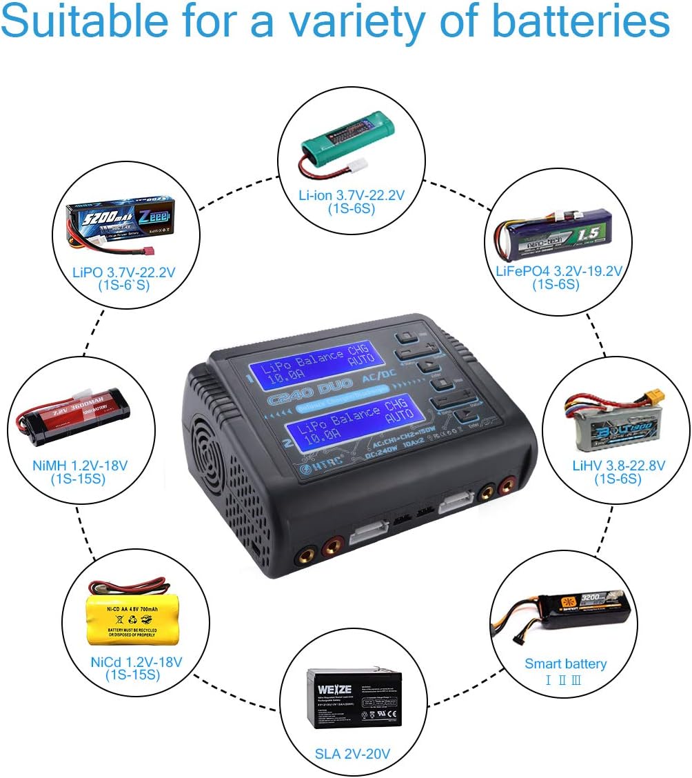 Dual LiPo Balance Charger 1S-6S AC 150W DC 240W 10A RC Battery Charger Q426211