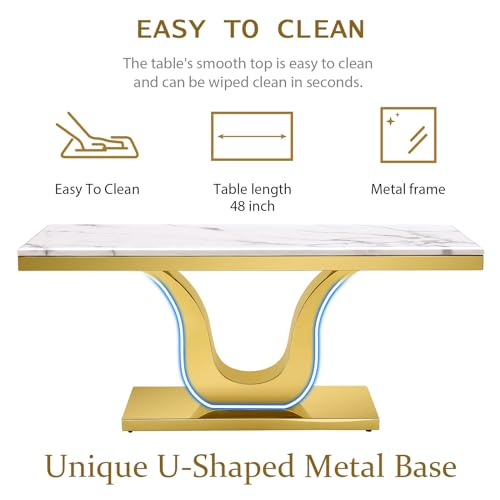 White Silver Rectangle 48" Coffee Table R386308