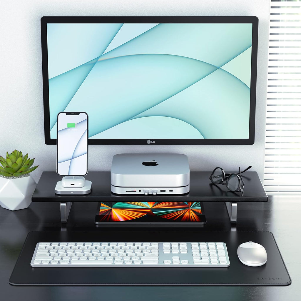 Type-C Stand & Hub with SSD Enclosure, M.2 SATA, USB-C, Micro/SD Card Readers, USB-A & Headphone Jack, Silver X37528